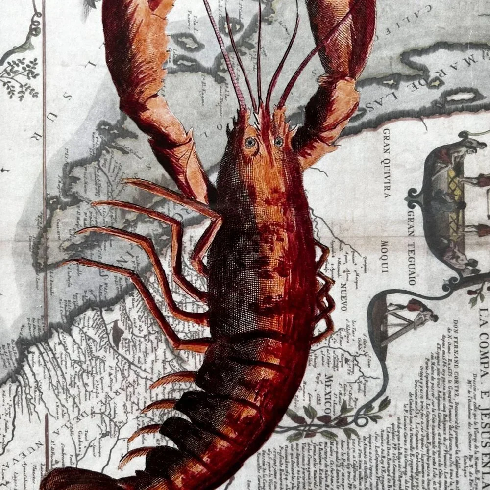 Lobster Print & Unique WOOD FRAME